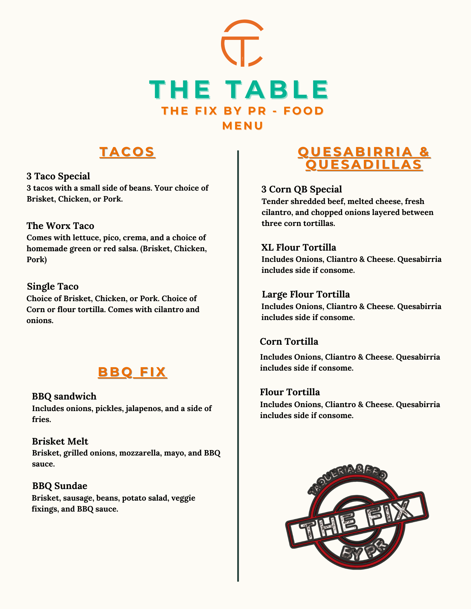 Specialty drinks menu at Conroe Table bar
